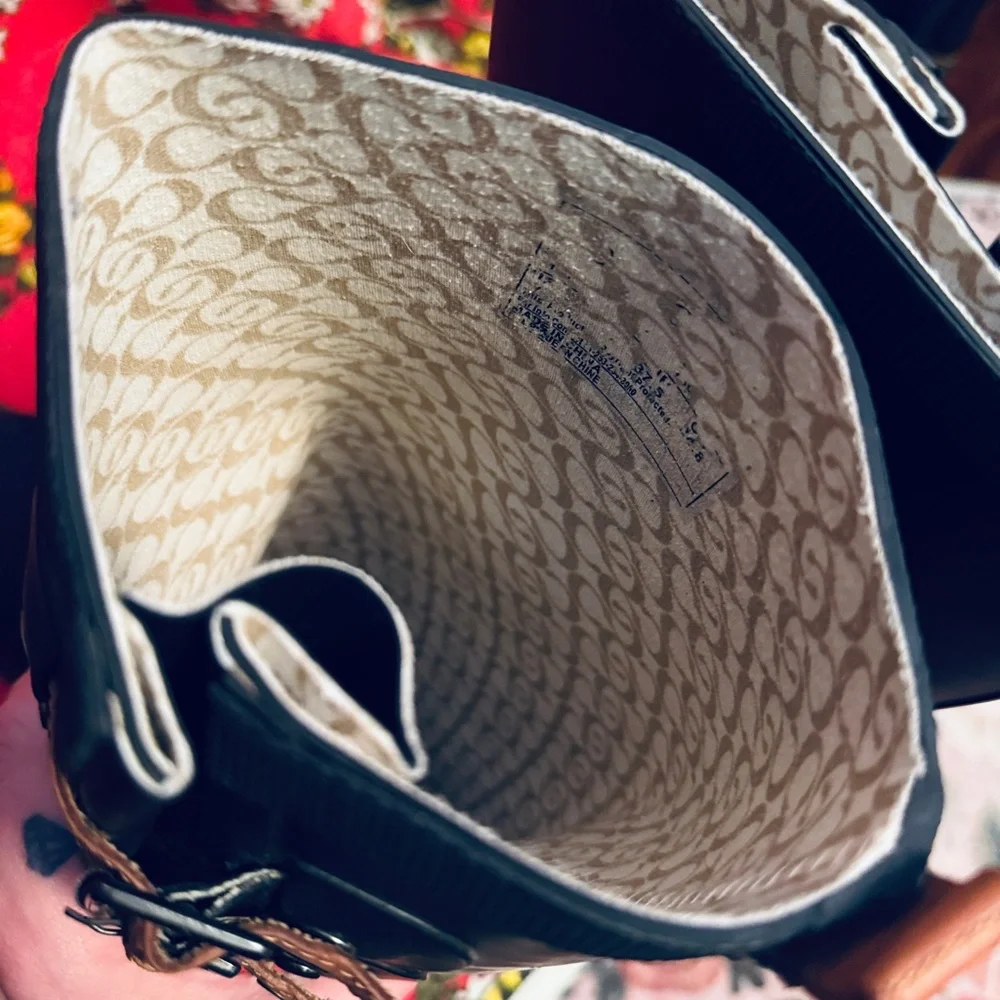 Chooka Black Rubber Rain Boots with Brown Straps - Picture 7 of 7